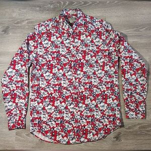 J. Crew Shirt Size M Secret Wash 98% Organic Cotton Classic Stretch Floral AE716